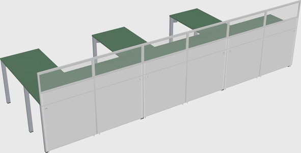 Shared l-shaped cubicle