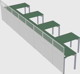 Shared l-shaped cubicle