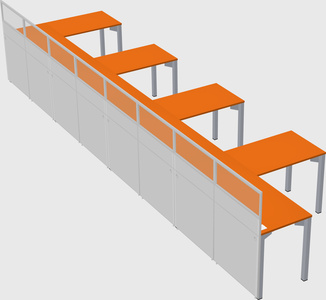Shared l-shaped cubicle