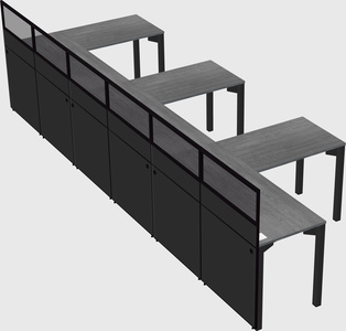 Shared l-shaped cubicle
