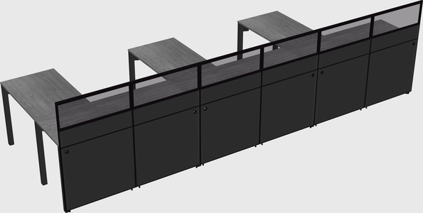 Shared l-shaped cubicle