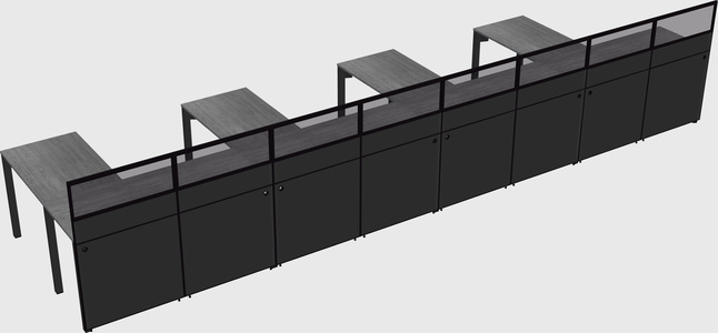 Shared l-shaped cubicle