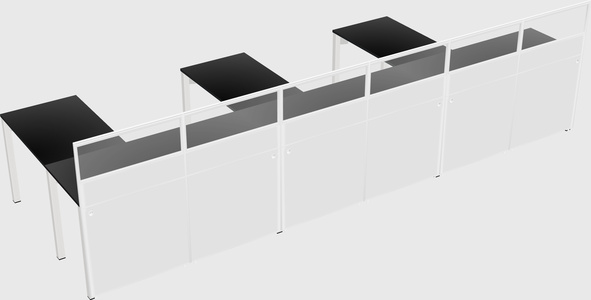 Shared l-shaped cubicle