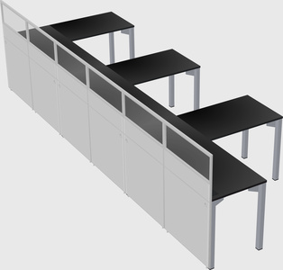 Shared l-shaped cubicle