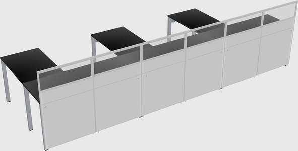 Shared l-shaped cubicle