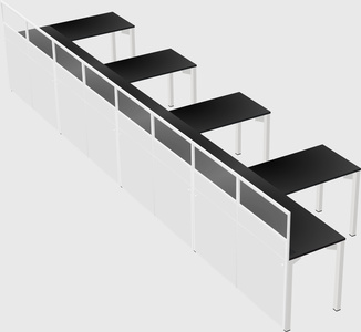Shared l-shaped cubicle