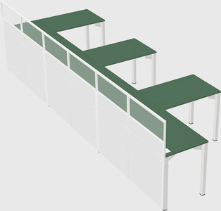 Shared l-shaped cubicle
