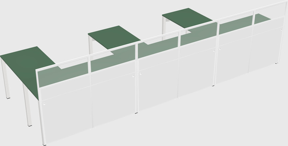 Shared l-shaped cubicle
