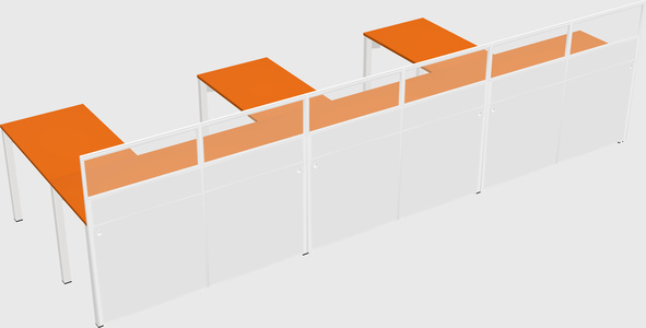 Shared l-shaped cubicle