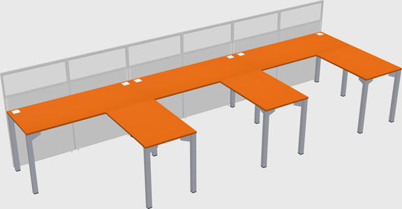 Shared l-shaped cubicle