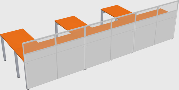 Shared l-shaped cubicle