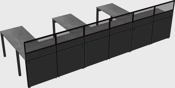 Shared l-shaped cubicle