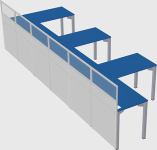 Shared l-shaped cubicle