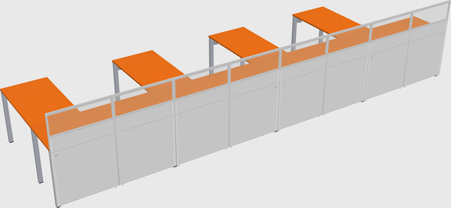 Shared l-shaped cubicle