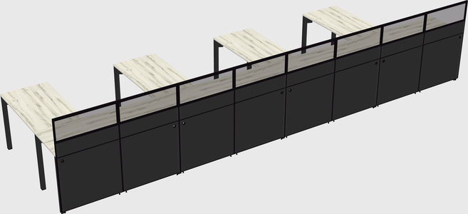 Shared l-shaped cubicle