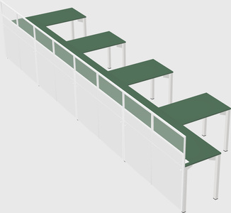 Shared l-shaped cubicle
