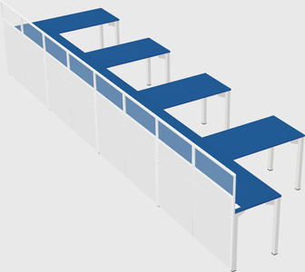 Shared l-shaped cubicle