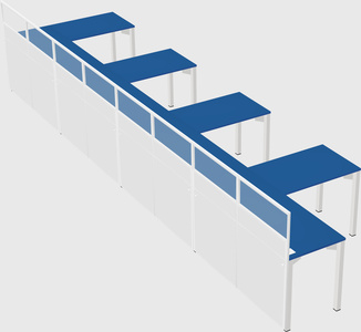 Shared l-shaped cubicle