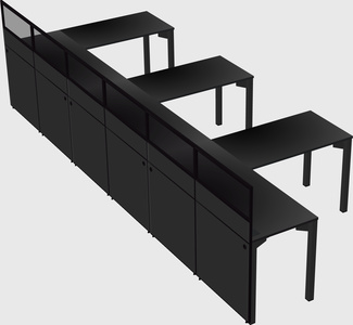 Shared l-shaped cubicle