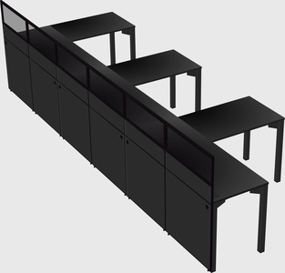 Shared l-shaped cubicle