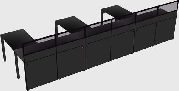 Shared l-shaped cubicle