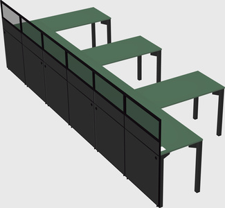 Shared l-shaped cubicle