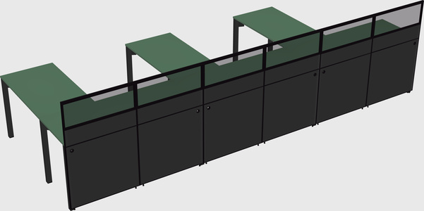 Shared l-shaped cubicle