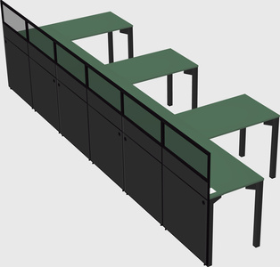 Shared l-shaped cubicle