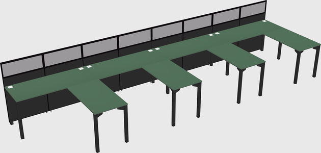 Shared l-shaped cubicle