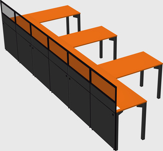 Shared l-shaped cubicle