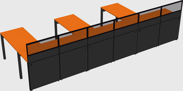 Shared l-shaped cubicle