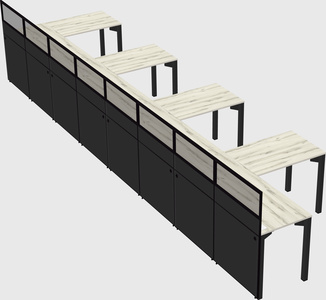Shared l-shaped cubicle