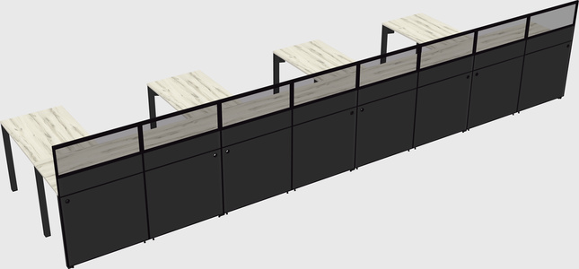 Shared l-shaped cubicle