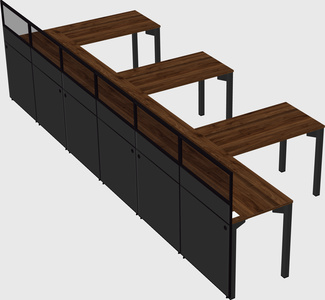 Shared l-shaped cubicle