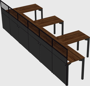 Shared l-shaped cubicle