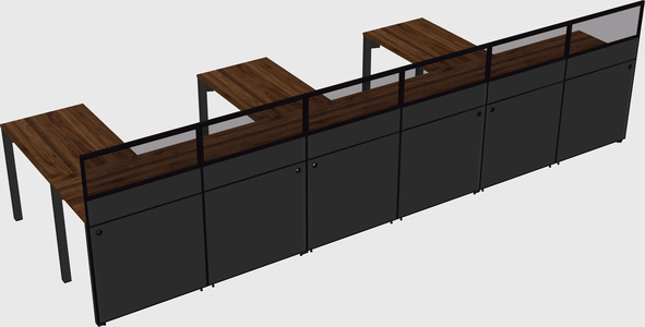 Shared l-shaped cubicle