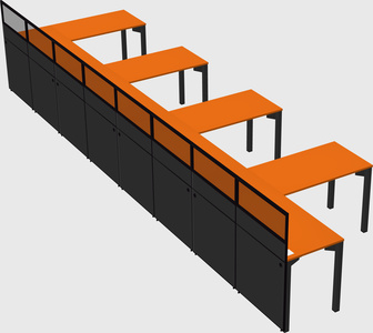 Shared l-shaped cubicle