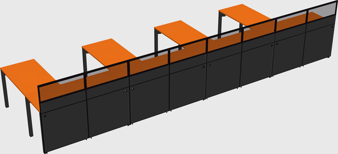 Shared l-shaped cubicle