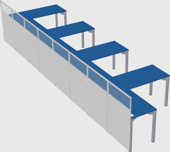 Shared l-shaped cubicle