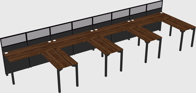 Shared l-shaped cubicle