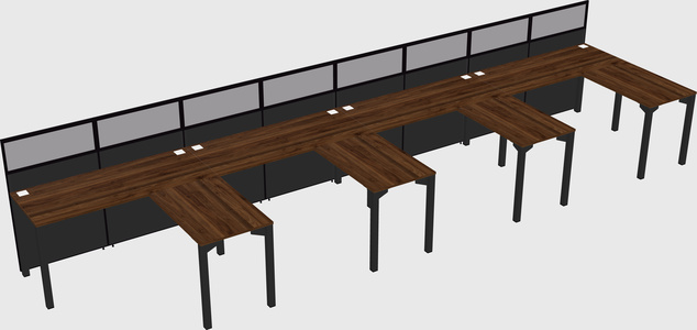 Shared l-shaped cubicle