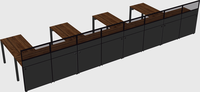 Shared l-shaped cubicle