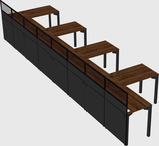 Shared l-shaped cubicle
