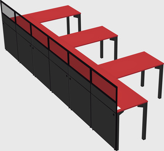 Shared l-shaped cubicle