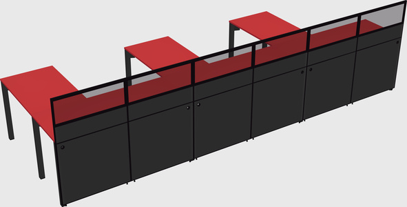 Shared l-shaped cubicle