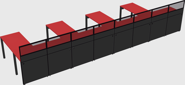 Shared l-shaped cubicle