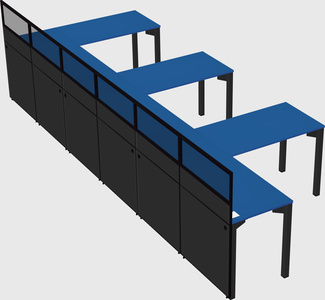 Shared l-shaped cubicle