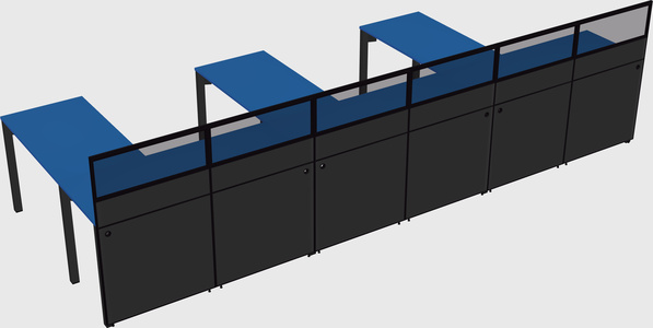 Shared l-shaped cubicle