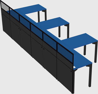 Shared l-shaped cubicle