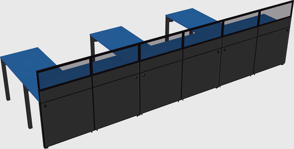 Shared l-shaped cubicle